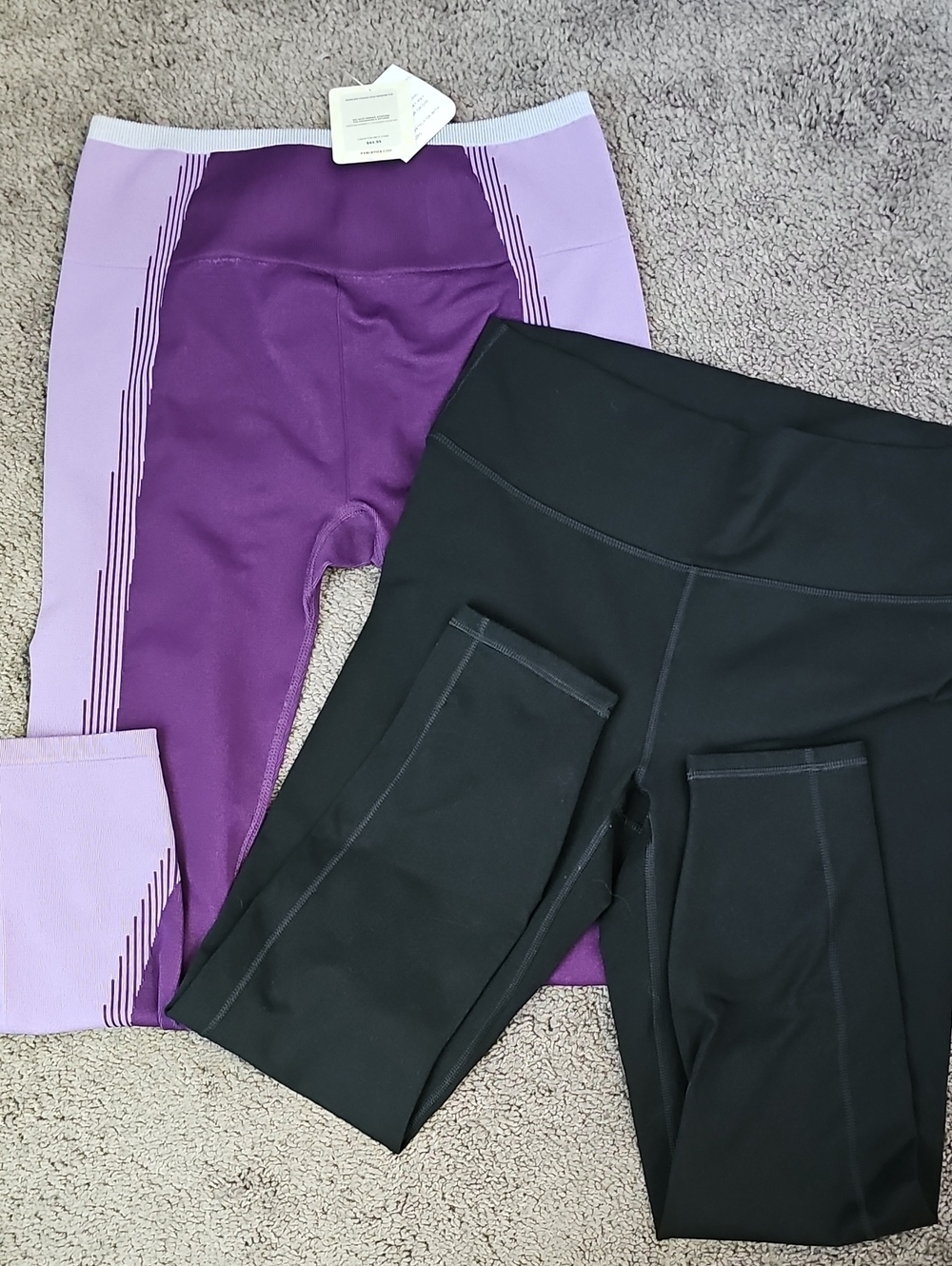 Fabletic’s Legging Fusion Purple/Lilac & Powerhold Black - 2 Pairs - Sz L